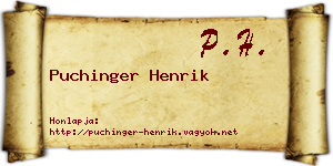 Puchinger Henrik névjegykártya